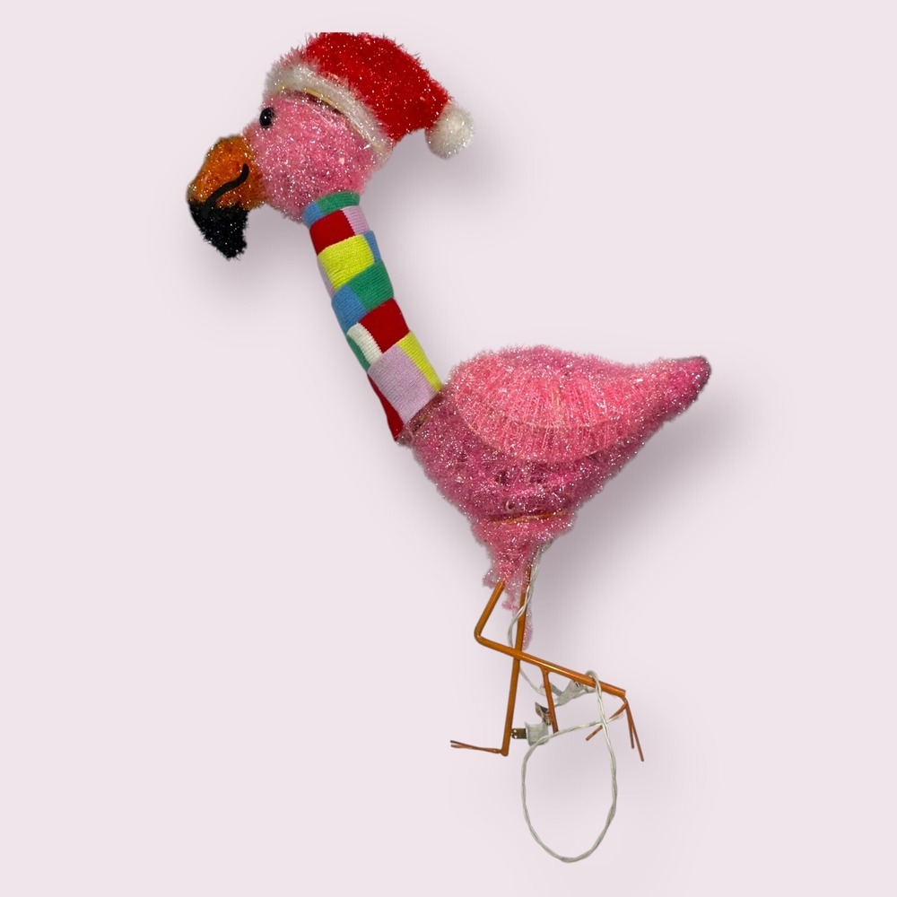 HTF Wondershop Tinsel‎ Christmas Flamingo Light-Up Yard Stake Decoration - Read